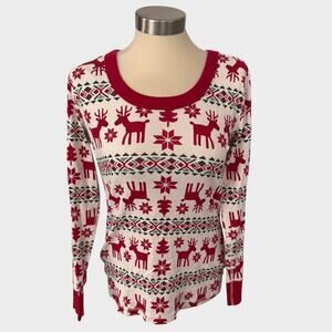 Hanna Andersson Womens Medium Pajama Top Reindeer Snowflake